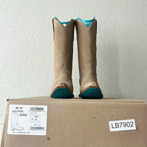 Lane EMMA JANE Womens Cowboy Boots 7.5 Latte Suede Western Cowgirl Mid Calf Tall - Picture 11 of 12